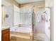 Spa-like bathroom with soaking tub and walk-in shower at 17853 Green Willow Dr, Tampa, FL 33647