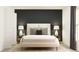 Bedroom with white bed frame and dark-accent wall at 13121 Shimmering Amethyst Ct, Parrish, FL 34219