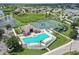 Community pool, tennis, and playground view from above at 4160 Little Gap Loop, Ellenton, FL 34222