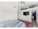 Bright bedroom with decor on the upper shelf and closet at 340 1St N St # I, St Petersburg, FL 33701