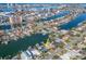 An aerial view of a house located on the waterfront at 54 Midway Is, Clearwater Beach, FL 33767