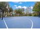 Community basketball court with colorful lines, surrounded by trees and green space, ideal for recreational play at 11240 Ragsdale Ct, New Port Richey, FL 34654