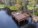 Private wooden dock with seating provides tranquil lake access at 11240 Ragsdale Ct, New Port Richey, FL 34654