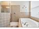 Clean bathroom, featuring a shower and garden tub at 7817 Water Tower Dr, Tampa, FL 33619