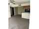 Open living room and kitchen area with carpeted floors at 806 Lake Haven Sq # 105, Brandon, FL 33511