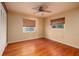 Bright bedroom with hardwood floors and ceiling fan at 2621 13Th N St, St Petersburg, FL 33704