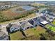 A neighborhood featuring single-Gathering homes with well-maintained lawns, a pond, and community amenities at 21291 Snowy Orchid Ter, Land O Lakes, FL 34637