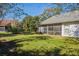 Back exterior of house showing a screened porch and yard at 28424 Openfield Loop, Wesley Chapel, FL 33543