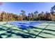 Two well-maintained tennis courts with blue surfaces at 31225 Claridge Pl, Wesley Chapel, FL 33543