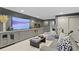 Home theater in basement, featuring large TV, comfortable seating, and custom cabinetry for immersive entertainment at 4518 W Rosemere Rd, Tampa, FL 33609