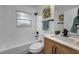 Modern bathroom with updated vanity and bathtub at 9800 Mendel Dr, New Port Richey, FL 34654