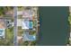 Aerial view showing home with private pool and canal access at 3270 Hibiscus Dr, Hernando Beach, FL 34607