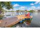 Relaxing wooden dock on the water with Adirondack chairs at 3270 Hibiscus Dr, Hernando Beach, FL 34607