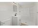 Clean bathroom with white vanity, and a shower stall at 1408 Riverside Dr, Tarpon Springs, FL 34689