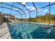 Refreshing swimming pool with screened enclosure and beautiful nature views at 17907 Woodland View Dr, Lutz, FL 33548