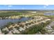 Aerial view of lakefront community with numerous houses at 9901 Tree Tops Lake Rd, Tampa, FL 33626