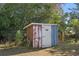 Outdoor storage shed in the backyard at 11079 Marysville St, Spring Hill, FL 34609