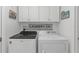 Bright laundry room with laundry themed decor on top of the cabinets at 381 Estero Ct, Safety Harbor, FL 34695
