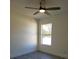 Well-lit bedroom with wood-look flooring and a ceiling fan, perfect for relaxation at 1302 E Annie St, Tampa, FL 33612