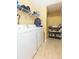 Bright laundry room, features washer, dryer, and ample shelving at 8423 Blue Rock Dr, New Port Richey, FL 34653