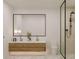 Spa-like bathroom with a double vanity, a large mirror, and a walk-in shower at 13750 Park Blvd # 1, Seminole, FL 33776