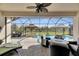 Spacious covered patio overlooking the pool and spa at 15314 Valencia Del Sol St, Wimauma, FL 33598
