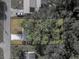 Overhead view of a house with a driveway and large tree in the yard at 5925 Wilson Dr, Zephyrhills, FL 33542