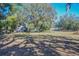 Large grassy backyard with mature trees and sheds at 13515 Gavin Rd, Dover, FL 33527