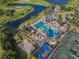 Aerial view of community pool and surrounding amenities at 19301 Sandy Springs Cir, Lutz, FL 33558