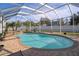 Relaxing kidney-shaped pool with spa and screened enclosure at 19301 Sandy Springs Cir, Lutz, FL 33558