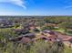 An aerial shot showing a single-story villa nestled in a community with lush greenery at 705 Loma Linda Ct, Brandon, FL 33511