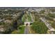 Aerial view of community entrance with large arch at 2262 Swedish Dr # 12, Clearwater, FL 33763