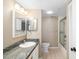 Bathroom with granite countertop, single sink vanity, and shower/tub combo at 2320 Terra Ceia Bay Blvd # 403, Palmetto, FL 34221