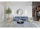 Modern lobby with plush blue seating, stylish decor, and contemporary lighting at 175 2Nd S St # P-08, St Petersburg, FL 33701