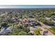 Aerial view of a single-Gathering home with a pool, located in a residential neighborhood at 2711 Brattle Ln, Clearwater, FL 33761