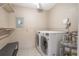 Laundry room with washer, dryer, shelving, and water heater at 4202 Las Vegas Dr, New Port Richey, FL 34653