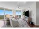Living room with comfortable seating, a large TV, and stunning city views at 450 Knights Run Ave # 1102, Tampa, FL 33602