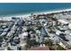 Aerial view showing home's location near the beach and waterway at 133 92Nd Ave, Treasure Island, FL 33706