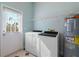 Convenient laundry room with washer, dryer, and extra storage at 55 Edgewater Dr, Dunedin, FL 34698