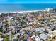 Aerial view showing home's location near the beach at 815 Lantana Ave, Clearwater Beach, FL 33767