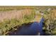 Aerial view of a serene lake nestled in a wooded area at 11616 Baywood Meadows Dr # 7, New Port Richey, FL 34654
