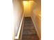 Indoor staircase with carpeted steps and white railing at 37715 Aaralyn Rd, Zephyrhills, FL 33542