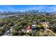 Scenic aerial view showcasing the property's location in a lush, tree-filled neighborhood near the city skyline at 408 E Amelia Ave, Tampa, FL 33602