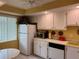 Efficient kitchen with white cabinets and yellow countertops at 4908 38Th S Way # 504, St Petersburg, FL 33711