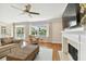 Living room with hardwood floors and fireplace at 5004 W Leona St, Tampa, FL 33629