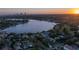 Stunning aerial view of a waterfront community at sunset at 323 Coffee Pot Ne Dr, St Petersburg, FL 33704