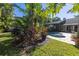 Tropical backyard with a pool, lush landscaping, and vibrant plants at 323 Coffee Pot Ne Dr, St Petersburg, FL 33704