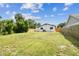 Spacious fenced backyard with lush greenery and ample room for outdoor activities at 102 Shore E Dr, Oldsmar, FL 34677