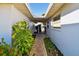 Brick pathway leading to the back of the house with lush landscaping at 568 Johns Pass Ave, Madeira Beach, FL 33708