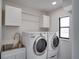 Laundry room with washer, dryer, cabinets, and a utility sink at 107 17Th St, Belleair Beach, FL 33786